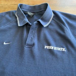 Vintage Nike Team Sports Navy Blue Penn State Polo Shirt Size XL Collared Swoosh
